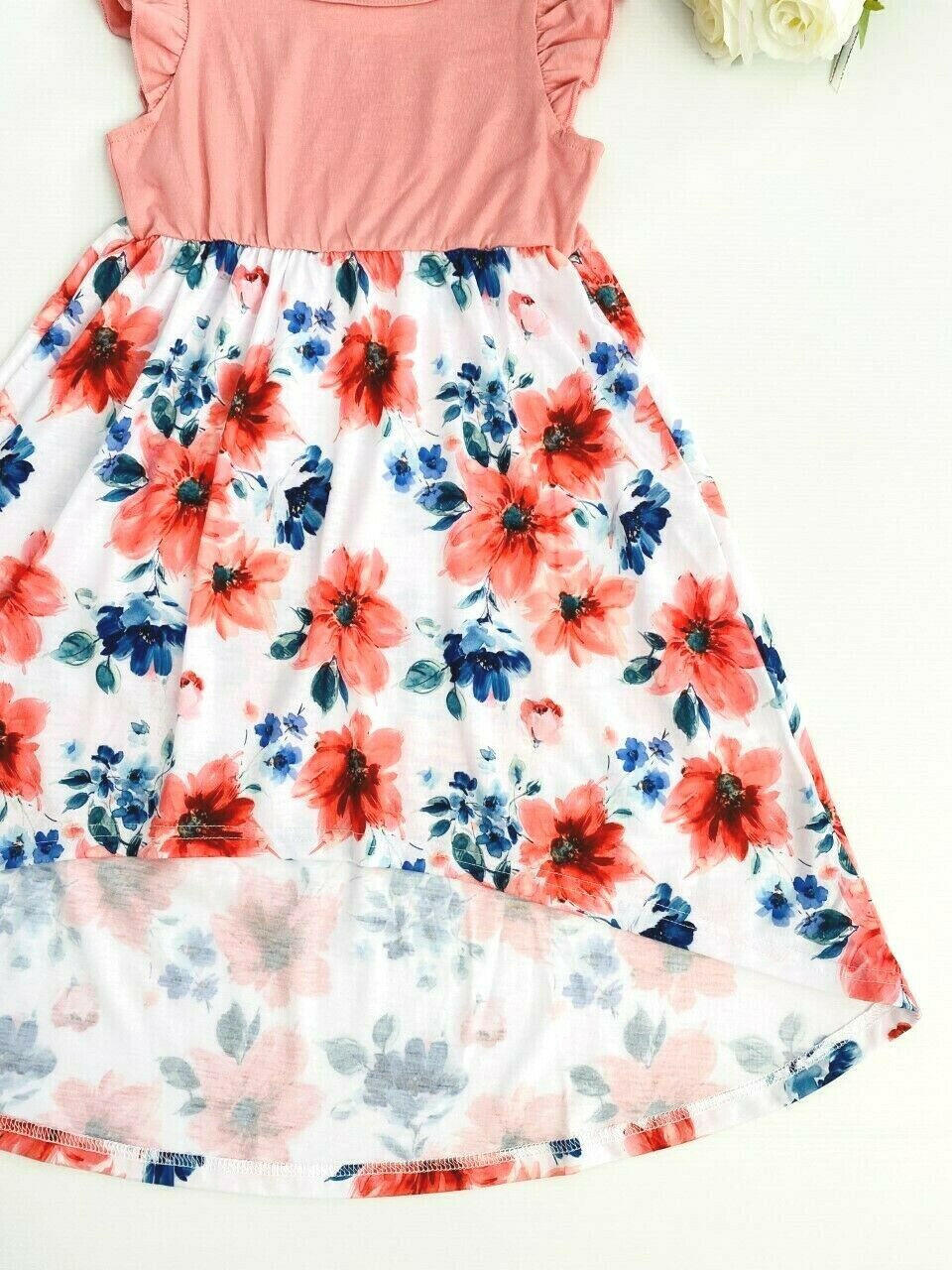 Girls dress new pink floral high-low girls dress