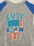 NEW Size 3-6 months  Baby Boys 'Cute and I know it!' print long sleeve top