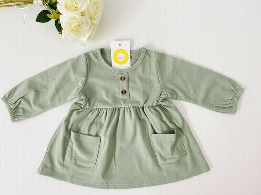 size 9-12 months new baby girls dress light green long sleeve dress