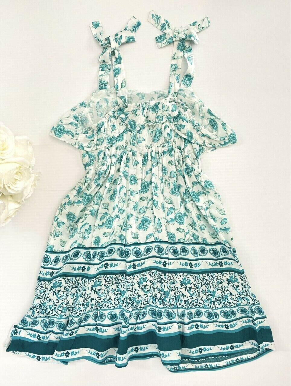 Size 2/4/6/8 years new girls dress turquoise floral boho style girls dress