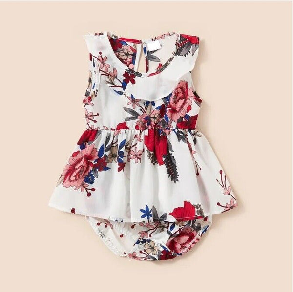 size 3-6m/6-9m/9-12m/12-18 months new red floral white baby girls dress