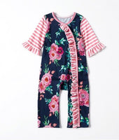 baby girls romper size 0-3 months pink floral ruffle baby girls romper- 1 left !