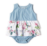 Baby Girls Dress New Size 6-9 months Floral Blue Chambray Baby Girls Dress