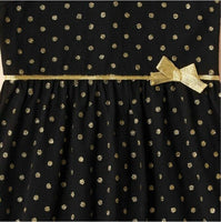 Girls Dress: Size 2Y Gold Glitter Polkadot Black Girls Dress