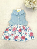 size 0-3 months/000 new baby girls dress blue chambray floral baby girls dress