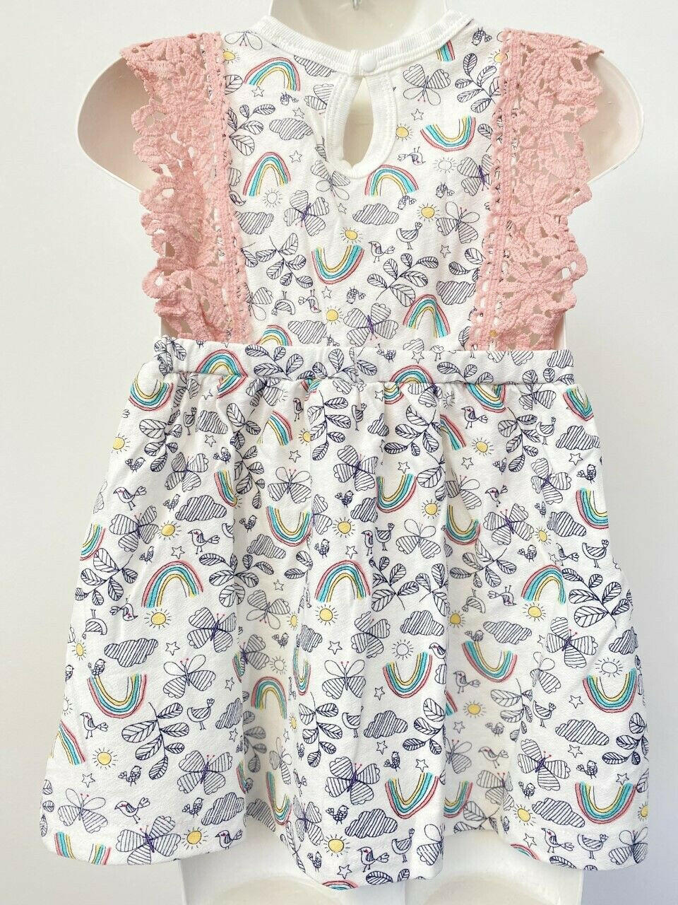 size 6-9m/ 9-12 months new rainbows & butterflies garden baby pinafore dress