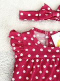 Size 0-3 months New Baby Girls Romper Red Polkadot Romper & Headband 2pc Set