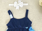 NEW Size 3-6 months Baby Girls Dress Navy Floral High Low Baby Dress & Headband