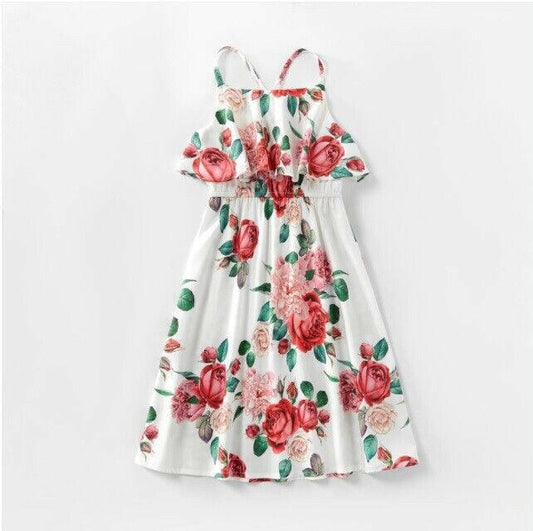 size 3-4 years new girls dress red rose flounce girls dress party dress