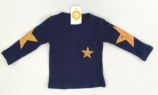 Boys dark blue navy long sleeve top STAR long sleeve top size 3 years/4 years.