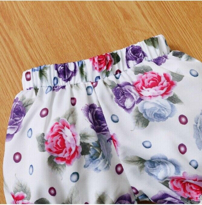 Baby girls clothing new purple lavender bodysuit floral shorts headband set