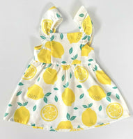 baby girls dress new yellow lemon flutter sleeve button baby girls dress