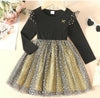 Ebony Black Gold Star Sprinkles Tulle Dress - Size 5-6 Years