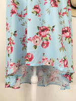 Size 10 AU New Womens Dress Light Blue Pink Floral High-Low Flutter Sleeve Dress