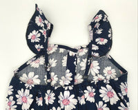 size 3/4/6/8y girls navy blue white pink floral pom pom playsuit & headband set