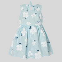 new size 6-9 months baby girls dress 100% cotton white flower blue girls dress
