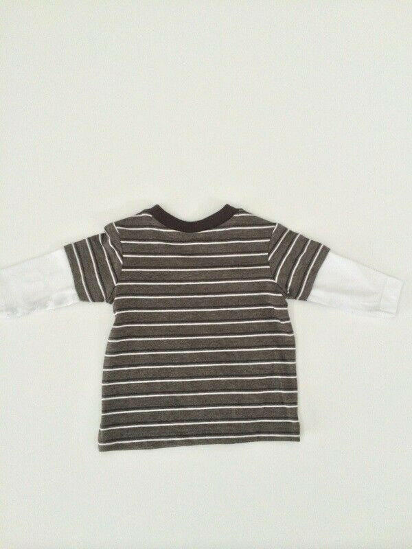 NEW Size 3-6 months Baby Boys Stripe '01 Cute Division Tough Guy Squad' Top.