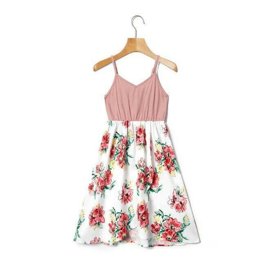 girls dress size 2y/3y/4y/6y/8 years dusty pink & floral hi-low wrap skirt dress