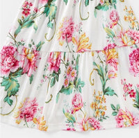 Girls dress new pink floral flutter sleeve dress & headband set