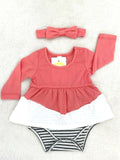 NEW Size 3-6 months Baby Girls Dress Red & White Baby Dress & Headband Set