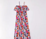 size 2/5/6/7/8 years girls dress vibrant floral flounce maxi dress- select size
