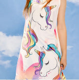 Unicorn Dress Girls Dress Rainbow Unicorns Butterlies Girls Dress NEW