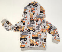 boys hoodie top new construction vehicle print hoodie size 18-24m/3y/4y/5 years