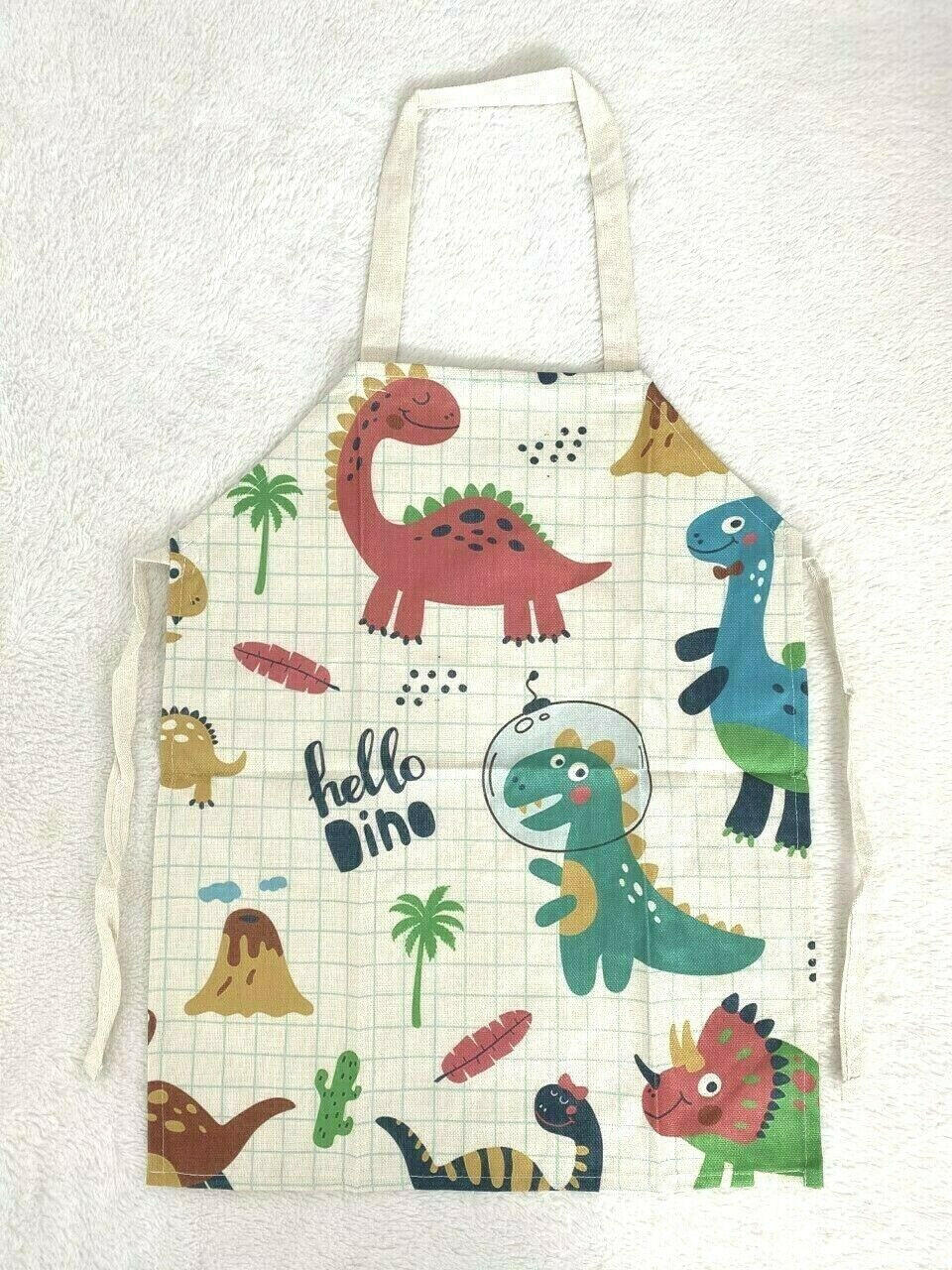 kids childrens cooking/art apron dinosaur apron art smock dino apron  45x56cm.