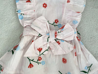 NEW Size 0,1,2 Girls Dress Pretty Pink Floral Belted Ruffle Dress- Select Size