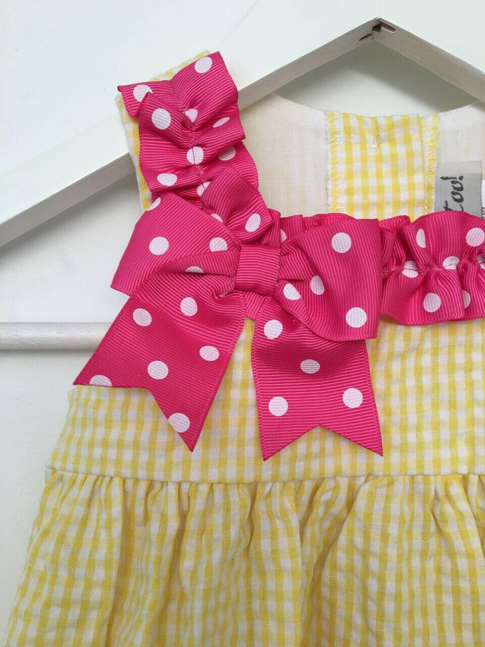 girls dress new size 12 months pink butterfly yellow gingham toddler girl dress