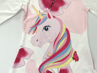 girls dress size 18-24m/3y/4y/5y pink unicorn and butterfly long sleeve dress