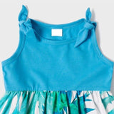 Size 3-6m/6-9m/9-12m/12-18m new turquoise blue palm and bird baby dress