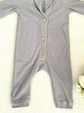 Baby Boys Romper Grey Shawl Collar Button Romper & Beanie Set