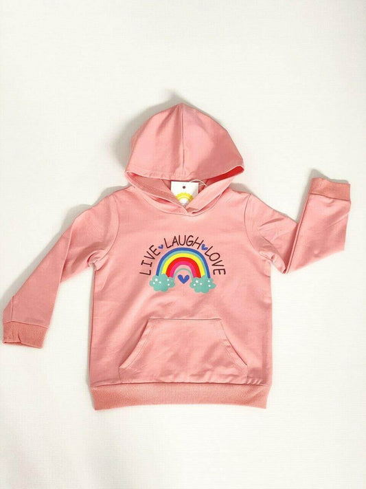 Girls Pink "Live-Laugh-Love" Hooded Long Sleeve Top