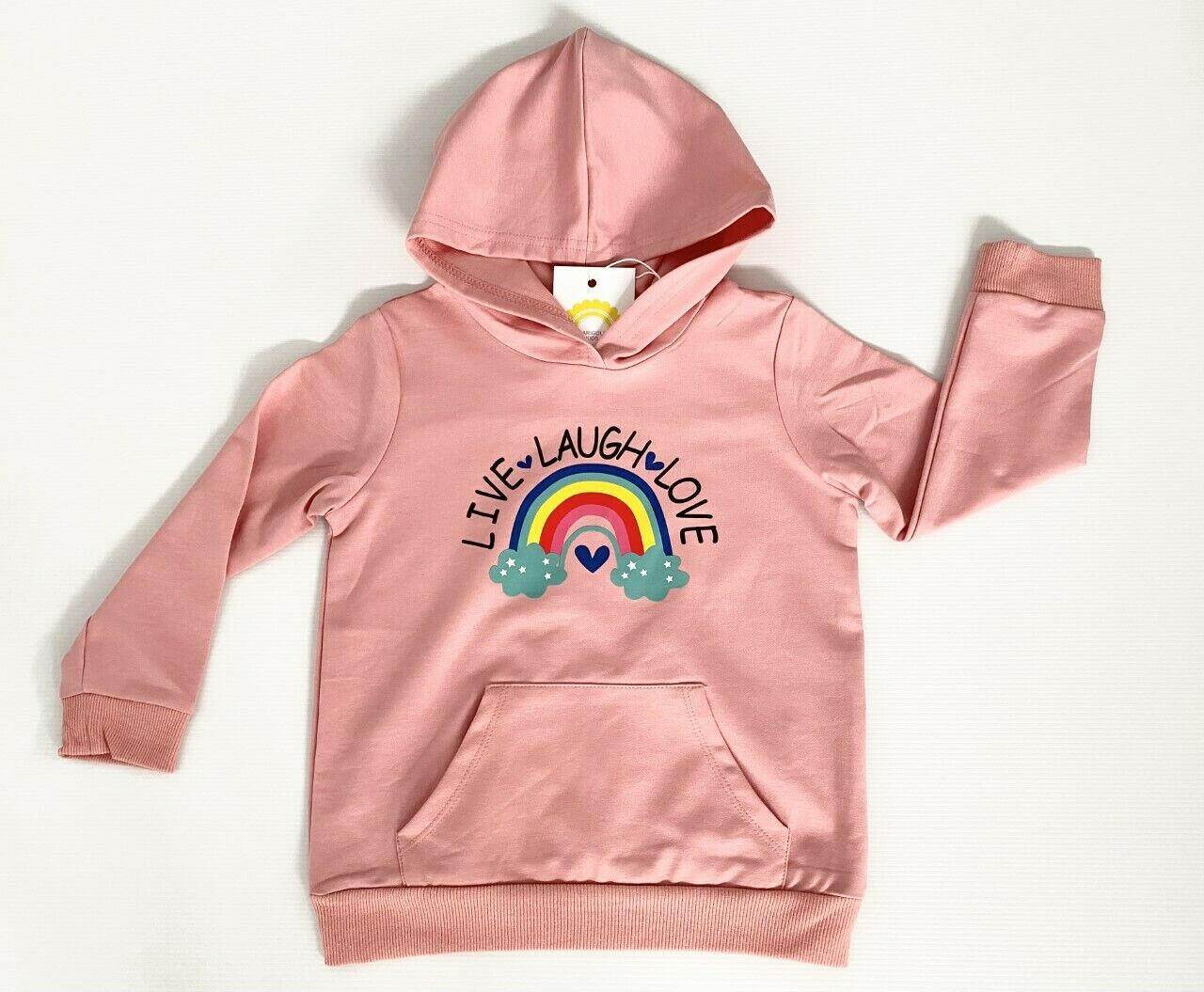 Girls Pink "Live-Laugh-Love" Hooded Long Sleeve Top 2