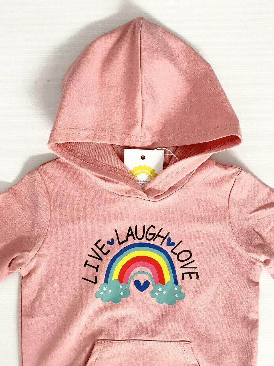 Girls Pink "Live-Laugh-Love" Hooded Long Sleeve Top hoodie