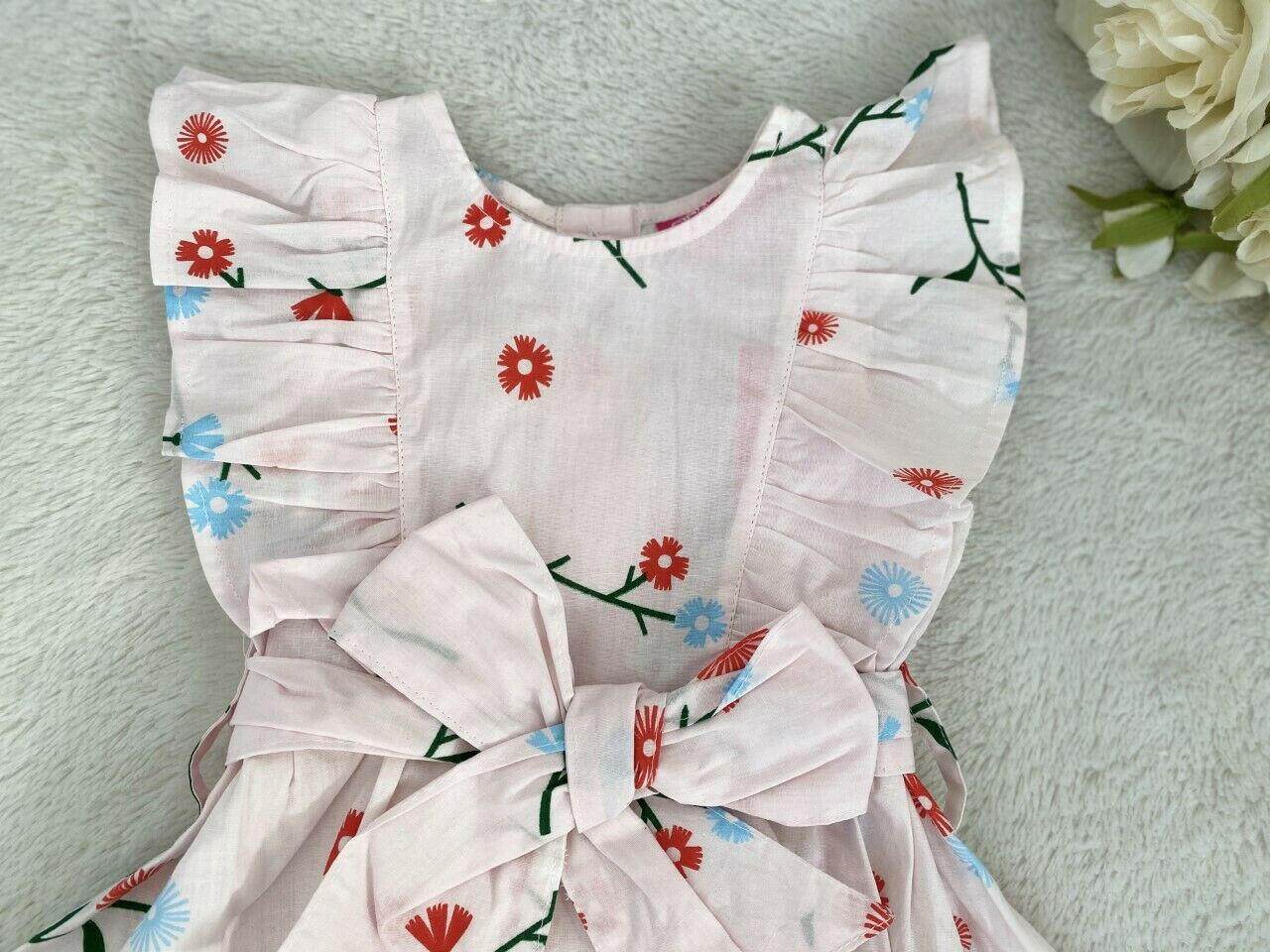 NEW Size 0,1,2 Girls Dress Pretty Pink Floral Belted Ruffle Dress- Select Size - MARIGOLD 