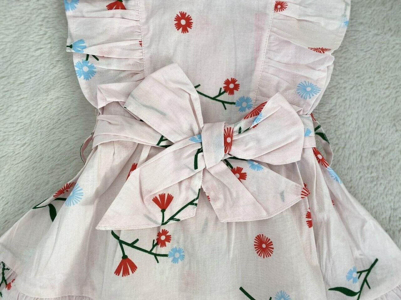 NEW Size 0,1,2 Girls Dress Pretty Pink Floral Belted Ruffle Dress- Select Size - MARIGOLD 