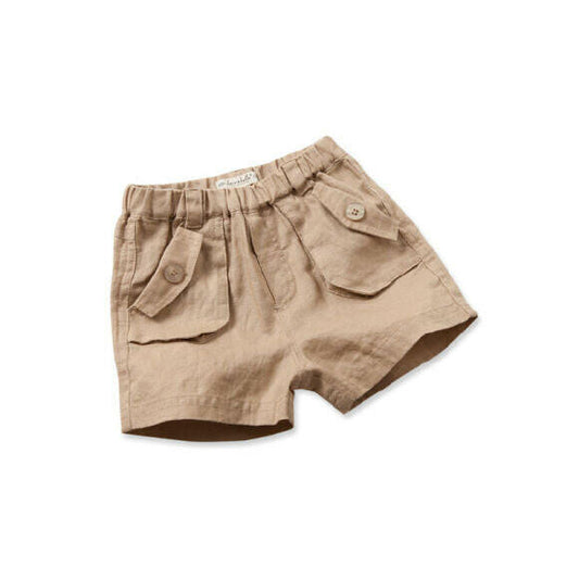 Boys 100% Linen Shorts - Beige Natural - 18 Months - MARIGOLD 