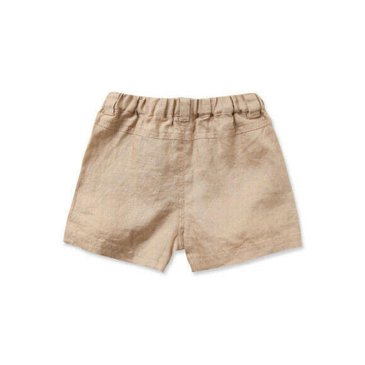 Boys Beige Linen Shorts - Size 24 Months - MARIGOLD 