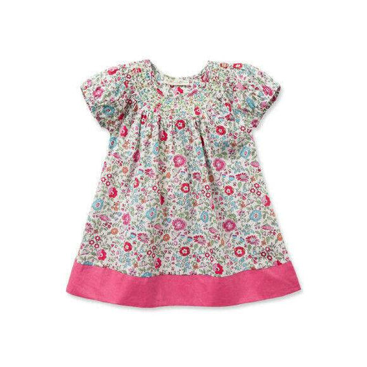 NEW Size 24 months Toddler Girls Dress 100% Cotton Floral Pink Hem Girls Dress - MARIGOLD 