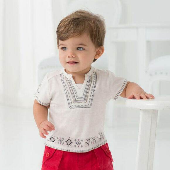 Boys Shirt Size 5 years New White Short Sleeve Cotton Boys Shirt - MARIGOLD 