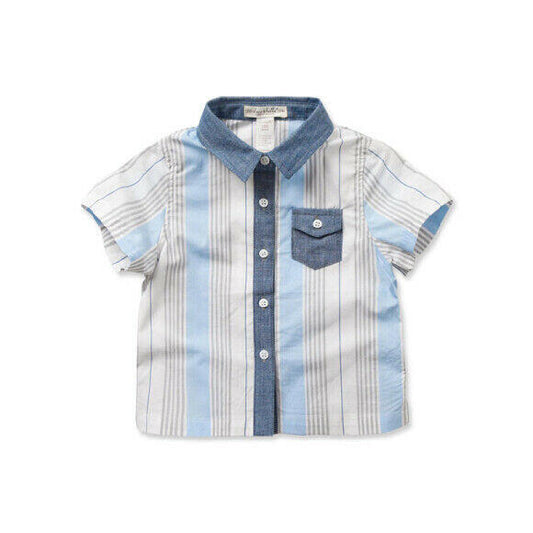 NEW Size 24 months Boys Shirt Boys Blue Grey Stripe Shirt - MARIGOLD 