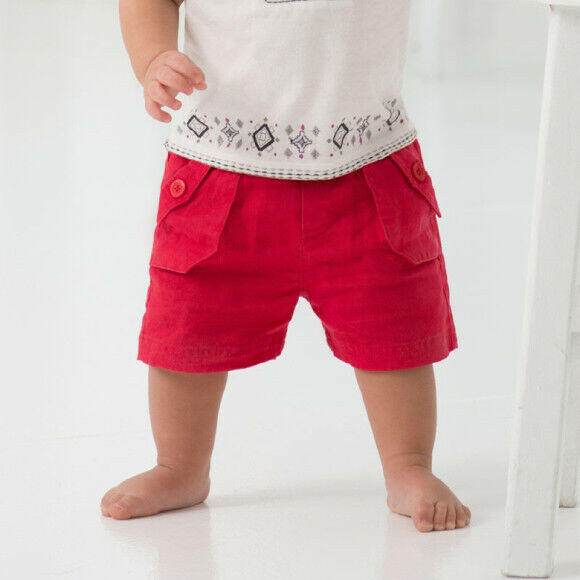Boys Shorts New Size 3 Years Red Linen Boys Shorts Size 3Y - MARIGOLD 
