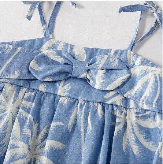 size 3-6 months new baby girls romper blue tropical palms baby girl romper - MARIGOLD 