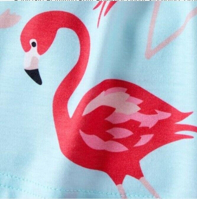 Baby Girls Dress Pink Flamingo Print Blue Baby Dress - MARIGOLD 