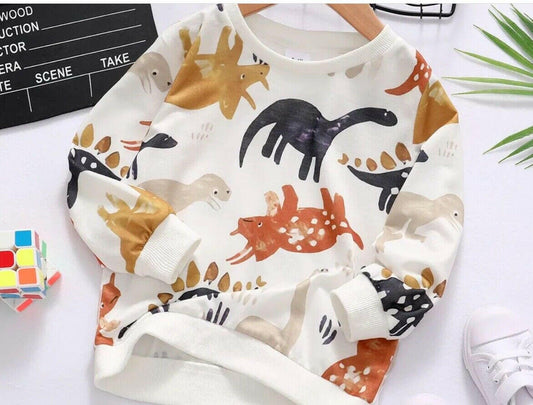 Baby Boys Dinosaur Print Long Sleeve Top - MARIGOLD 