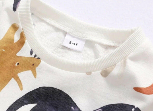 Baby Boys Dinosaur Print Long Sleeve Top - MARIGOLD 