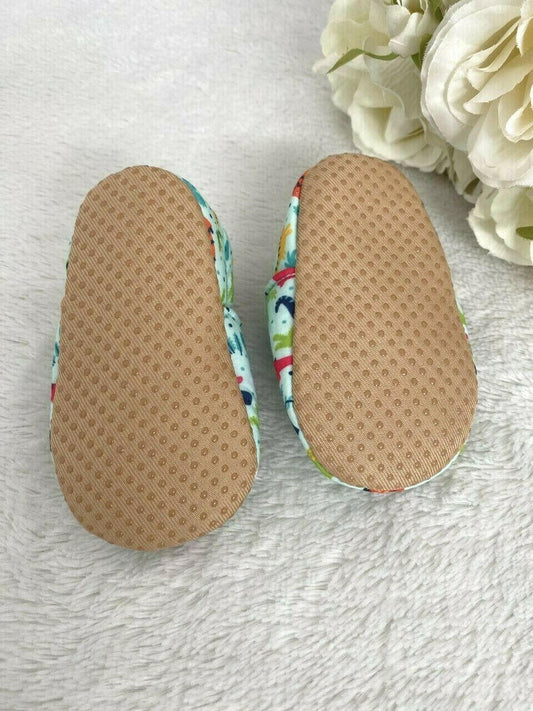 Dinosaur Print Baby Boy Shoes - Soft and Cozy - MARIGOLD 