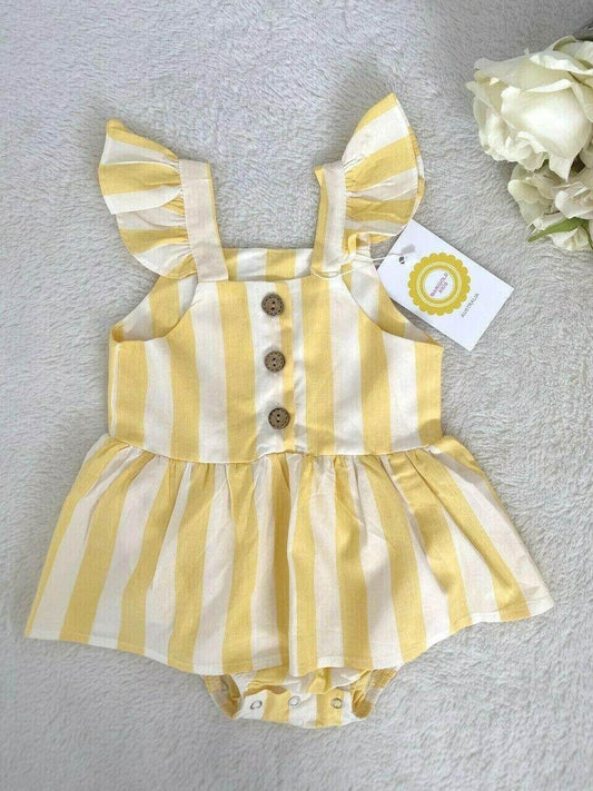 size 6-9 months new baby girls dress yellow striped dress - 1 LEFT ! - MARIGOLD 